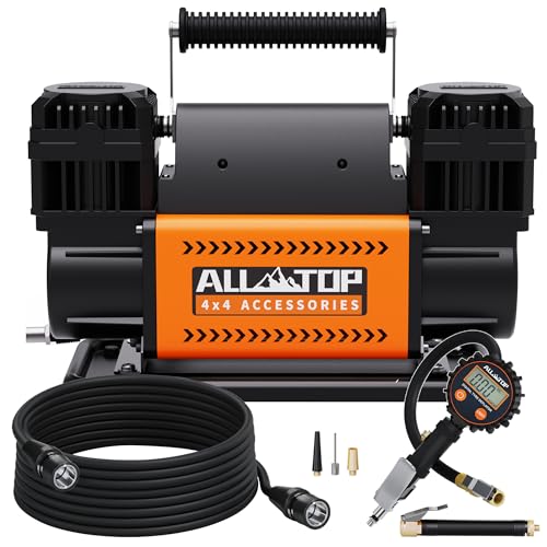 ALL-TOP Dual Cylinder Air Compressor with Digital Pressure Gauge Tire Inflator Kit, 12V Portable Inflator 12.35ft³/Min, Offroad Air Pump for Truck Tires, Heavy Duty Max 150 PSI for 4x4 Vehicle & RV - color: 350 L/Min, With Digital Inflator