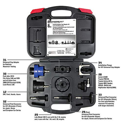 Powerbuilt Cooling System Adapter Set, 8 Piece, Cooling System Pressure Kit Upgrade, For Use with 940427 Kit, Storage Case, 647893 - size: 8 Piece