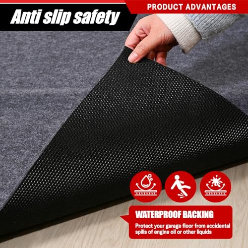 Garage Floor Mat 5x6 FT Waterproof Oil Spill Mat Non-Slip Backing Paking Mat for Under Car Washable Heavy Duty Floor Protector for Garage, Driveway - size: 5‘ x 6'