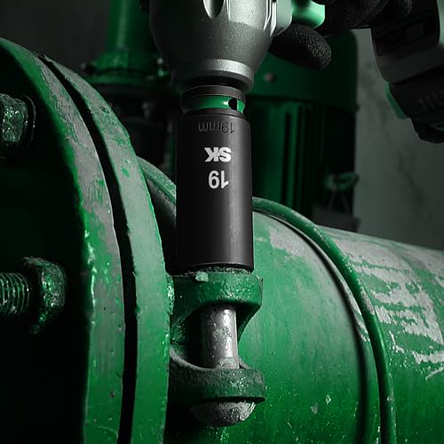 SK 3/8" Drive Impact Socket Set, 40-Piece Metric & SAE Sockets, CR-MO Steel | Metric 8 to 19mm, SAE 5/16" to 3/4", SureGrip 6 Point Design, With Storage Case - size: 3/8"-40PCS