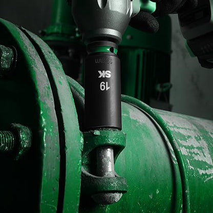 SK 3/8" Drive Impact Socket Set, 40-Piece Metric & SAE Sockets, CR-MO Steel | Metric 8 to 19mm, SAE 5/16" to 3/4", SureGrip 6 Point Design, With Storage Case - size: 3/8"-40PCS