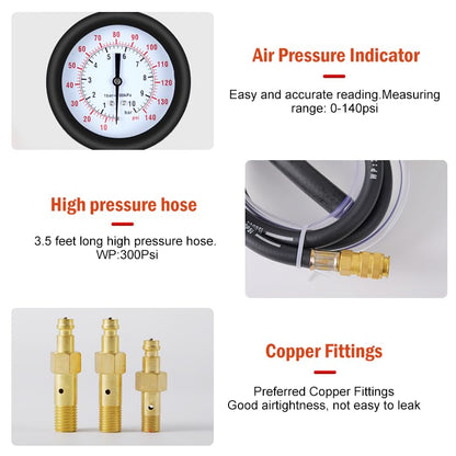 0-140PSIFuel Injection Pressure Tester Kit, Pro Fuel Pressure Tester Kit, Car Truck Motorcycle Diagnostic Tool - color: red-2