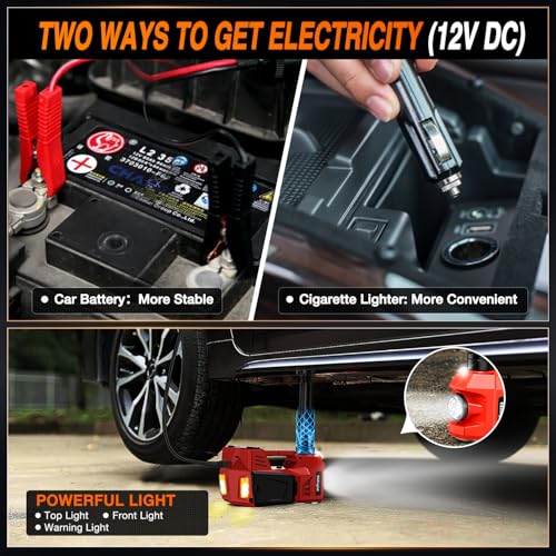Nilight Electric Car Jack Kit 5 Ton 12V Hydraulic Car Jack with Impact Wrench, 3 in 1 Portable Electric Floor Jack with Tire Inflator Pump LED Light for Sedan SUV Truck Change Tire Garage Repair - size: 5 T w Impact Wrench