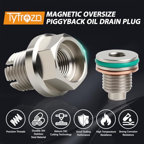 M14.1x1.5-15 Magnetic Oversize Piggyback Oil Drain Plug, Stainless Steel Self Tapping Oil Pan Thread Repair Kit - size: M14.1x1.5-15mm