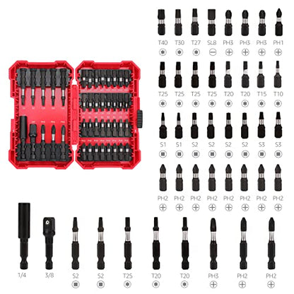 Amazon Basics 42-Piece Impact Screwdriver Bit Set with Phillips, Slotted and Torx Bits, Portable Storage Case