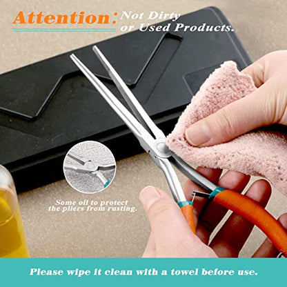 SPEEDWOX Extra Long Needle Nose Pliers with Anti-Loss Lanyard Needle Remover Pliers with Serrated Jaw for Jewelry Making, Bending Wire and Small Object Gripping for Hard to Reach Narrow Spaces - style: Extra Long Nose