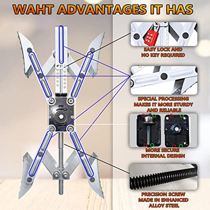 Camper X-Shaped Wheel Chock Stabilizer, 2 Sets RV Stabilizer Wheel Chock Scissor, X Chocks Wheel Stabilizer for Travel Trailer Allow Drill Adjust with Hex Socket, Tool Kit and Password Locks-Silvery - color: silvery