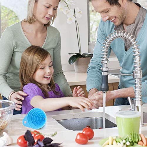 Funnels for Kitchen Use, Food Grade Silicone Collapsible Kitchen Funnel (Blue) - color: 3-Blue