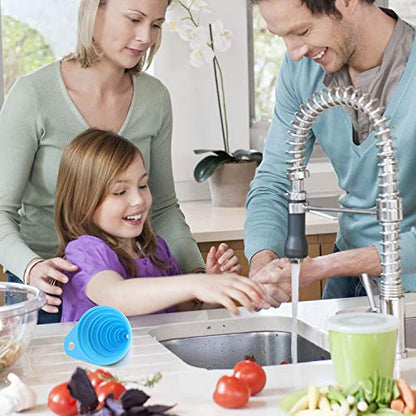 Funnels for Kitchen Use, Food Grade Silicone Collapsible Kitchen Funnel (Blue) - color: 3-Blue