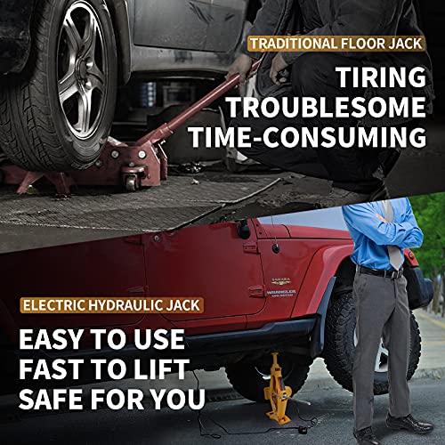E-HEELP 3 Ton Electric Car Jack, 12V Automatic Scissor Lift Floor Jack with Impact Wrench Kit for Sedans, Lifting Range 4.72-14.57 Inches, 6600 lbs Load Capacity - color: 3T with Wrench
