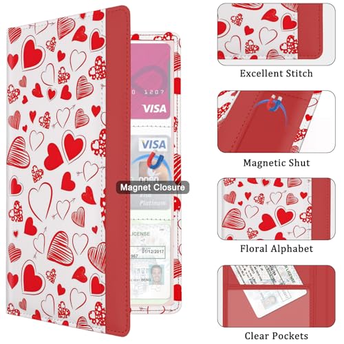 Car Registration and Insurance Holder, with Magnetic Closure for License, Cards and Documents, All Vehicle Needs and Car Accessories (Heart) - color: Heart