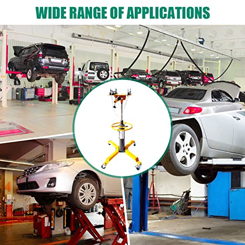Transmission Jack, 1600 LBS Capacity Adjustable Height Hydraulic Transmission Jack, 2 Spring High Lift Vertical Telescoping Floor Jack Stand,360°Swivel Wheel W/Brakes (1600lbs, Yellow) (Yellow) - color: Yellow