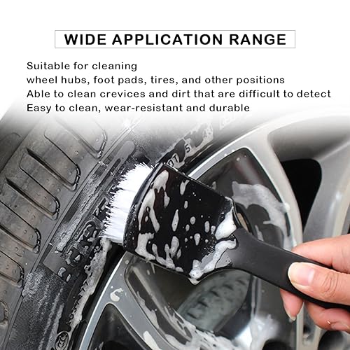 Tire & Carpet Brush - Scrub Brush for Floor Mats & Car Interior (Black & White) - color: Black+white