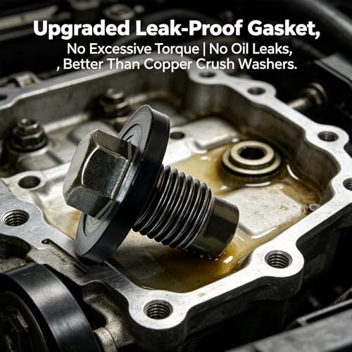 6506214AA M14x1.5 Oil Drain Plug,Leak-Proof Engine Oil Pan Plug with Gasket | Replacement for Jeep Wrangler Dodge Chrysler Ram 1500 Ford F-150, 13mm Hex Head
