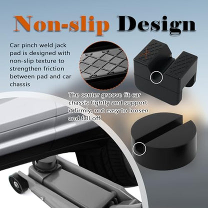 4PCS Pinch Weld Jack Pad Kit Rubber,Anti-Slip Heavy Duty Jack Stand Pads Fit 2-3 Ton Floor Jacks,Pinch Weld Jacks Adapter Car Accessories for Providing Cushioning Protection
