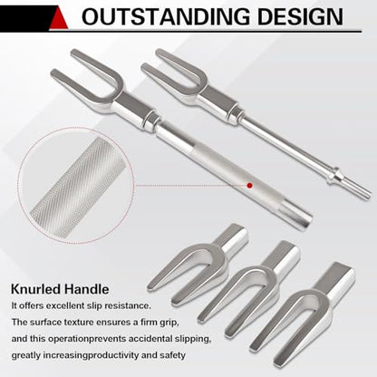 5pcs Ball Joint Separator Set | Tie Rod Removal Tool, 1-1/8", 15/16", 11/16" Pickle Fork Tool Set with Handle and Adapter for Pitman Arm Removal