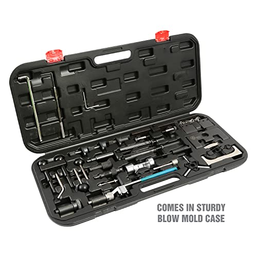 OEMTOOLS 27404 Engine Timing Tool Set for VAG, 37 Piece Engine Timing Locking Tool Kit, for VW and Audi, Timing Tool Kit with Belt Tensioner Tool, Cam Pulley Holder, Camshaft Adjuster