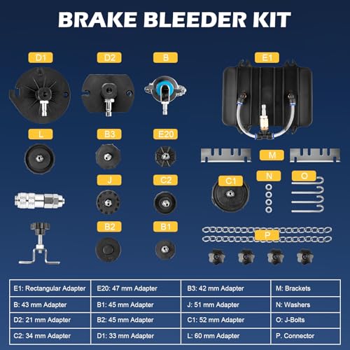 12 Piece Professional Brake Master Cylinder Bleeder Kit – Universal Brake Bleeder Adapter Set for Most Vehicles, Ideal for Auto Shops, Home Garages, and Roadside Repairs
