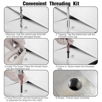 Marvelity Premium 131-Piece Metric Helicoil Thread Repair Kit | HSS Drills, Inserts, Taps, and Tools, M5, M6, M8, M10, M12, Automotive and Engine Repairs