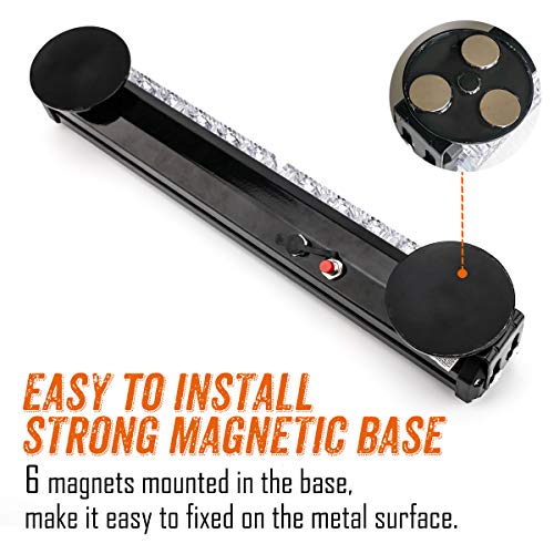 Wireless Amber White Magnetic Strobe Light Bar for Trucks | Rechargebale 12 LEDs,2 Flash Modes,Built-in Battery 4-20H Runtime,IP67 Waterproof,8 Magnets,12V Universal For Vehicles