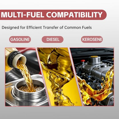 FMCNMech Fuel Transfer Pump, 12V DC 20 GPM High-Flow Diesel Pump with Manual Nozzle and 13 ft Hose, Heavy-Duty Fuel Transfer Pump for Gasoline, Diesel & Kerosene - color: 20 GPM Gas & Diesel Pump