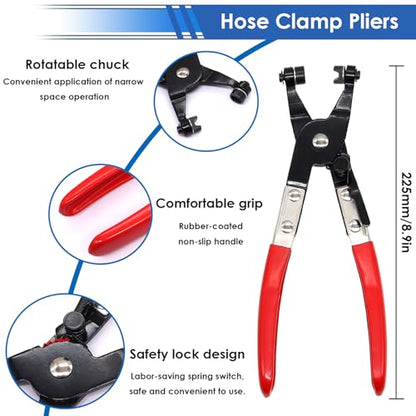smseace 132Pcs 6-25mm Spring Hose Clamps With Hose Clamp Plier 16-sizes Constant Tension Hose Clamp used for Fuel Line，Vacuum Hose，Air Hose Spring Band Hose Clamp Kit - size: 6-25mm 132pcs