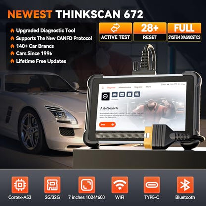 Thinkscan 672 All System OBD2 Scanner Diagnostic Tool+THINKCAR TKEY101 Key Fob Replacement Kits for Vehicles