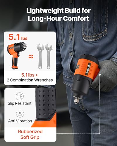 VEVOR Air Impact Wrench, 1/2" Drive Pneumatic Impact Wrench Up to 1100 ft-lbs Reverse Torque, 7500RPM 4-Speed Adjustable & Lightweight Pneumatic Gun for Auto Repairs and Maintenance - style: 1/2" 1100 ft-lbs