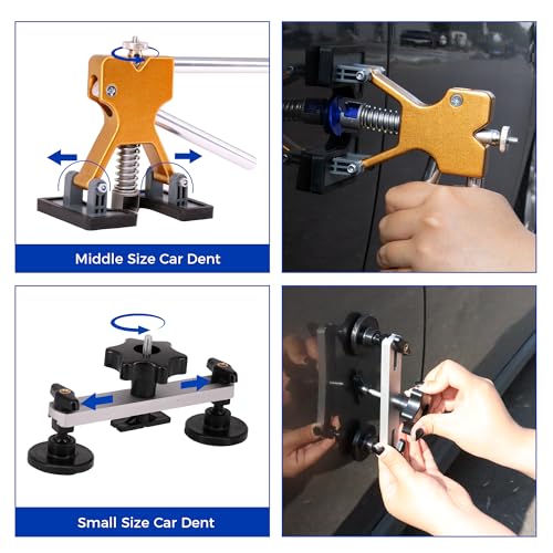 Car Dent Puller Kit,93 PCS Dent Repair Tool,Paintless Dent Removal with Golden Lifter,Bridge Puller,Slide Hammer 2 in 1 T-Bar for Auto Body Dents,Repairing Big and Small Dents, Dings and Hail Damage - style: 93PCS