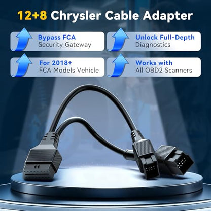 THINKCAR Scanner THINKSCAN 662 OBD2 Scanner Diagnostic Tool + THINKCAR 12+8 Pin Connector to OBD2 Adapter for Chrysler