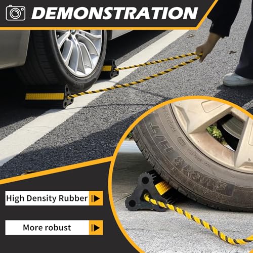 Wheel Chocks for RV Trailer Camper Truck Car, [2pair/4pack with Rope] Versatile Rubber Chocks Block Stopper for Tire with Reflective Strips, Utility Boat Travel Trailer Camper RV Accessories Must - size: 160B-2pair4pack