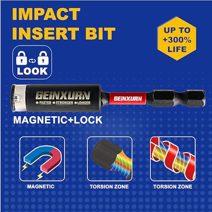 Geinxurn 2 In. Security T15 Impact Magnetic Screwdriver Bit Set, 51 Pieces #15 Torx Head Power Bit Set, S2 Alloy Steel Hollow Star Bit Set with 1 Pcs Impact Bit Holder - size: 2"-51PCS, style: TT15