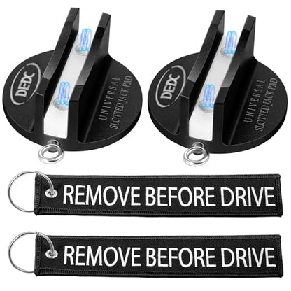 DEDC Universal Pinch Weld Jack Pad 2 Pcs Black, Magnetic Aluminum Jacking Puck Frame Rail Protecotr with 2 Reminder Streamers, Garage Accessories for Mechanics - color: Black 2 Pcs with 2 Reminder Streamers