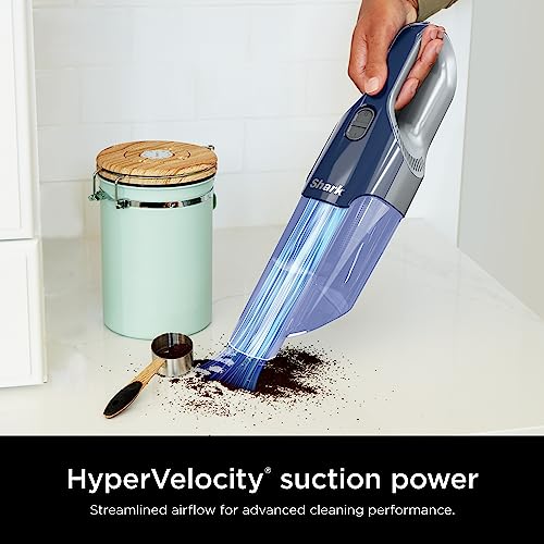 Shark Cyclone PET Handheld Vacuum | HyperVelocity Suction | Powerful Pet Hair, Home & Car Cleaning | USB Rechargable| Lightweight | Crevice Tool & Multi Surface Pet Tool | Navy Blue/Grey | CH701 - color: Blue