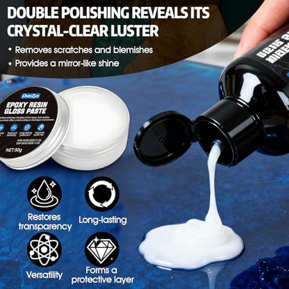 Resin Polishing Kit, Resin Sanding and Polishing Kit, Epoxy resins polishings Kits, Remove Scratches, Achieve a Mirror Effect, Restoring the Shine to Tables and Handicrafts