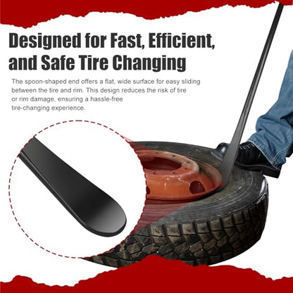 2 PCS Tire Bar, Tire Spoon, 33220 Mt and Demount Spoon, for Fast and Efficient Tire Removal and Installation, 30 in, 11/16 in - color: 2 PCS, Black