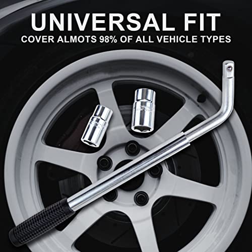 CARTMAN Telescoping Lug Wrench, Wheel Wrench with Standard CR-V Sockets 17/19, 21/22mm