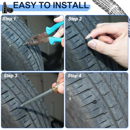 Tire Repair Nail Kit 30Pcs, Self-Tapping Rubber Plugs for Tubeless Tires | High-hardness heat/wear-resistant rubber, sealant-coated, DIY no jack, 15+15 plugs, fits cars/trucks/motos/SUVs/bikes