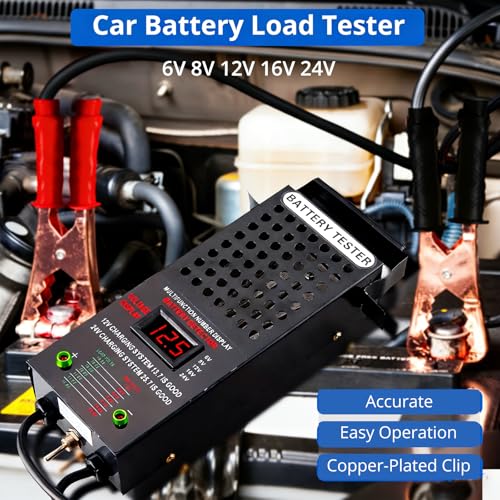 CRLITSIY 6V 8V 12V 16V 24V Battery Load Tester Car Battery Tester Motorcycle Battery Analyzer Charging State Detection with LCD Display - size: LCD