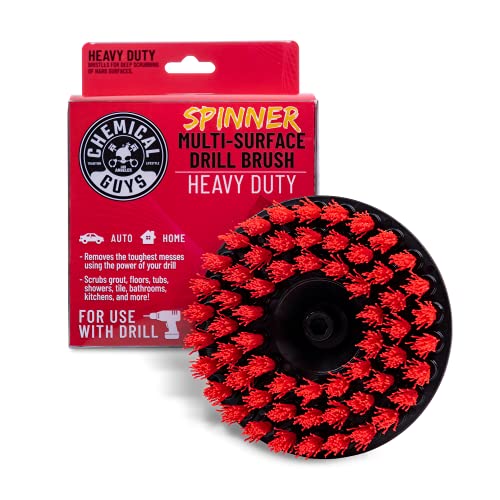 Chemical Guys, Heavy Duty Spinner Multi-Surface Drill Brush, Red, Scrubber | Powered drill brush scrubs heavy dirt and grime from grout, tubs, tires and mats, fits any standard drill - style: Heavy Duty