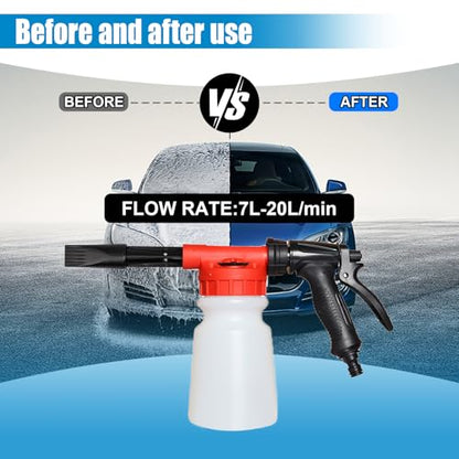 ZIMISI Car Wash Foam Gun, Foam Cannon for Hose, Professional Car Foam Sprayer with 6 Levels Foam Concentration, Spray Gun Cleaner, Connects to Any Garden Hose (Red) - color: Red