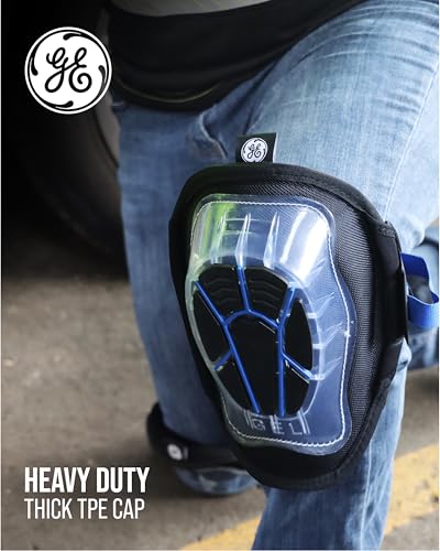 GE Heavy Duty Knee Pads with Gel Padding for Maximum Protection – Knee Guards Designed for Durability, Featuring Gel Cushioning for Comfort and Support during Activities – Black