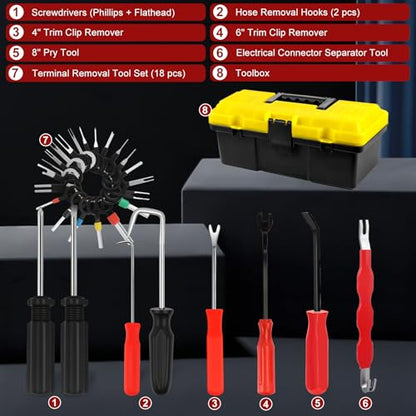 38-Piece Automotive Hose Clamp Pliers Set & Fuel Line Disconnect Tool Kit with Electrical Connector Disconnect Pliers, Terminal Pin Removal Tools, Hose Removal Pliers, Pinch-Off Clamps & Toolbox - color: 39 Pcs Hose Clamp Pliers Set