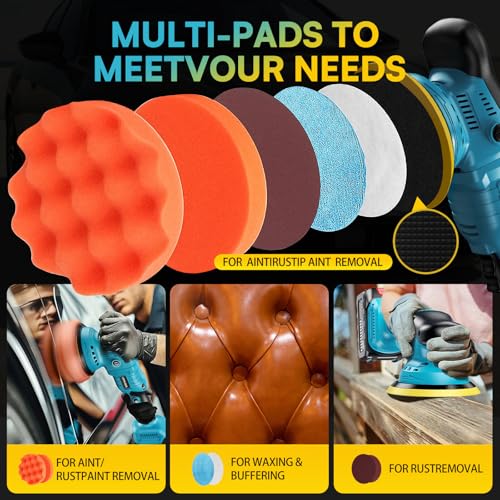 Upgrade Cordless Car Buffer Polisher with 21V 2×4000mAh Battery,6 In Brushless Buffer Polisher Kit, 600W Orbital Polisher with 6 Variable Speed for Car Detailing Waxing Scratch Removing - size: 4.0AH BufferPolisher