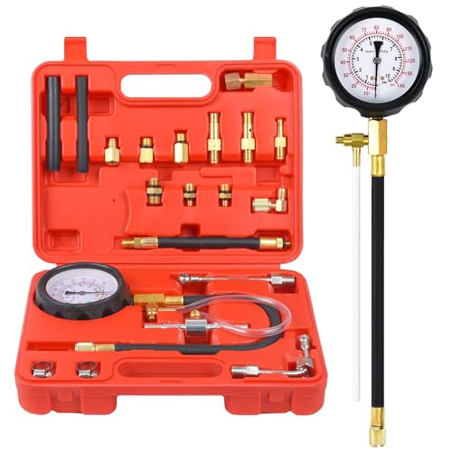 0-140PSI Pressure Tester Gauge Kit Car Tools with Gauge Tester Kit Gas Oil Pressure Tools for Cars and Trucks， TU-114 Fuel Pressure Tester Kit，Test Gasoline Fuel Pump Pressure