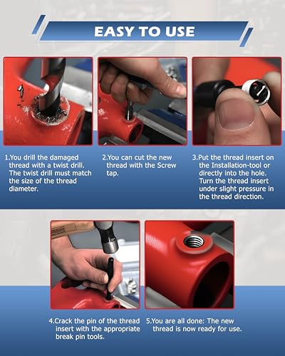 DAYUAN Helicoil Thread Repair Kit SAE Metric, HSS Drill Heli Coil Repair | 320Pcs, SAE & Metric Sizes，135° Split-Point HSS Drill Bits，Stainless Steel Inserts，Repairs Stripped Threads - size: Black -320Pcs-SAE&Metric