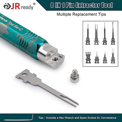 JRready ST5255 Pin Extractor Tool,Terminal Removal Tool Includes 8 Pcs Replacement Tips,Suitable for AMP/Delphi/Molex/Bosch Connector Etc.,Automotive/Computer Repair Terminal Release Tool Kit - size: ST5255 Pin Extractor Tool Kit