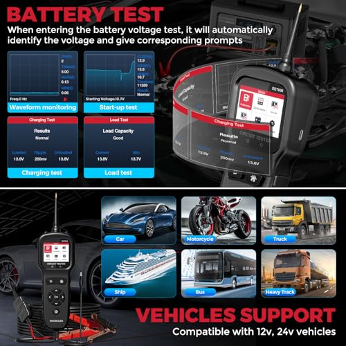KINGBOLEN ECT600 Automotive Power Circuit Probe Tester with Battery/Relay/Fuel Inject Test, 12-24V Electrical Short/Open Circuit Finder, AC/DC Voltage,Component Activation, Oscilloscope Display,36FT | 12-24V Electrical Short/Open Circuit Finder Relay Fuel