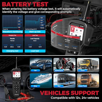 KINGBOLEN ECT600 Automotive Power Circuit Probe Tester with Battery/Relay/Fuel Inject Test, 12-24V Electrical Short/Open Circuit Finder, AC/DC Voltage,Component Activation, Oscilloscope Display,36FT | 12-24V Electrical Short/Open Circuit Finder Relay Fuel