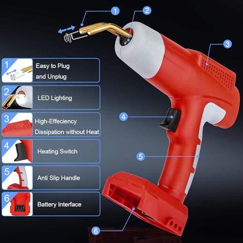 Choerinton Plastic Welder Compatible with Milwaukee 18V Lithium Battery, with 600PCS Staples, Pure Copper Transformer, Rapid Heating, Plastic Welding Kit for Car Bumper, Dashboard & Repair(No Battery) - color: For Milwaukee Battery